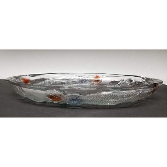 Luminarc France Arcoroc Chestnuts Relief Embossed Oval Glass Tray Plate Dish - Picture 2 of 4